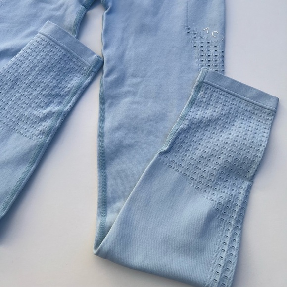 ACTA Perforated Seamless Leggings Light Baby Blue Size S - Picture 9 of 11